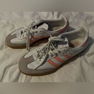 Adidas Samba White and Pink Striped Sneakers